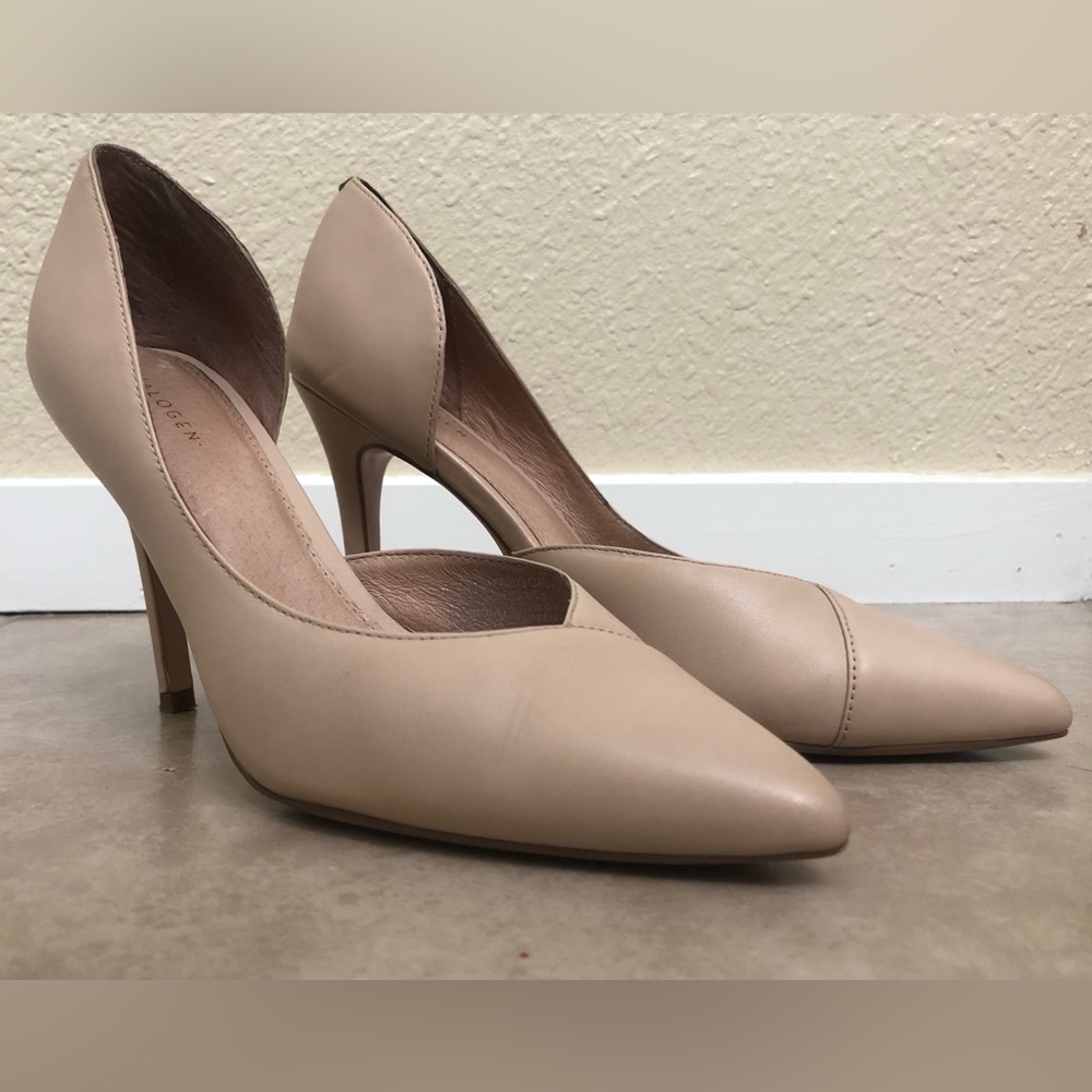 Halogen Women's Leather D'Orsay Pumps Creamy Beige Heels Size 6.5M